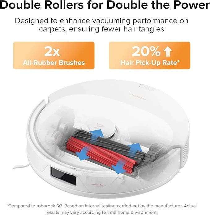 roborock Q8 Max Robot Vacuum and Mop Cleaner, DuoRoller Brush, 5500Pa Strong Suction, Lidar Navigation, Obstacle Avoidance, Multi-Level Mapping, Perfect for Pet Hair - NeatNest
