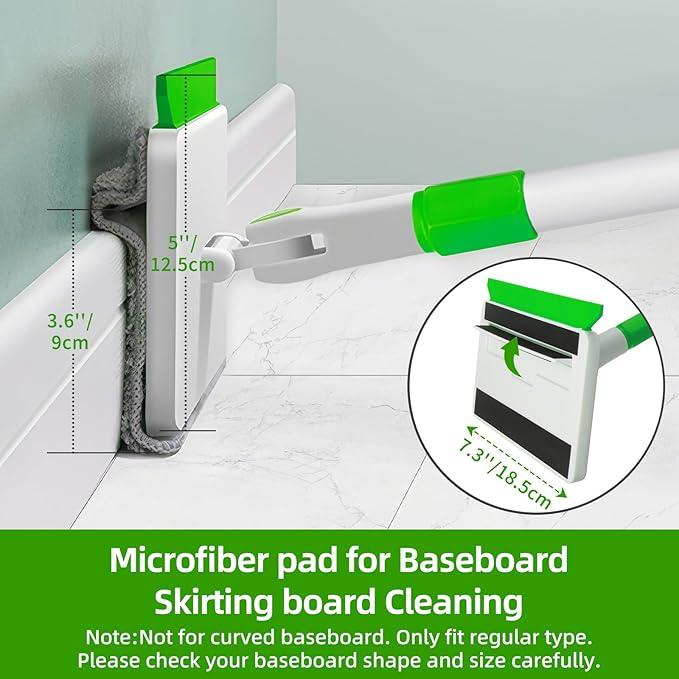 Baseboard Cleaner Tool with Handle, Extendable Long Handle Baseboard Floor Cleaning Tool Duster with Reusable Pads for Floorboard - NeatNest