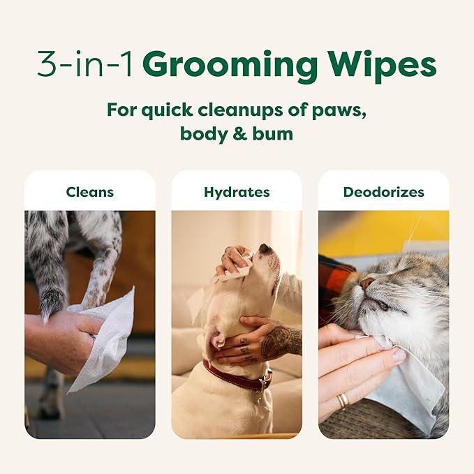 Earth Rated Pet Wipes for Dogs and Cats, Hypoallergenic, 3-in-1 Cleaning, Deodorizing and Hydrating, for Grooming Paws, Body and Butt, New White Tea and Basil Scent, 400 Count - NeatNest