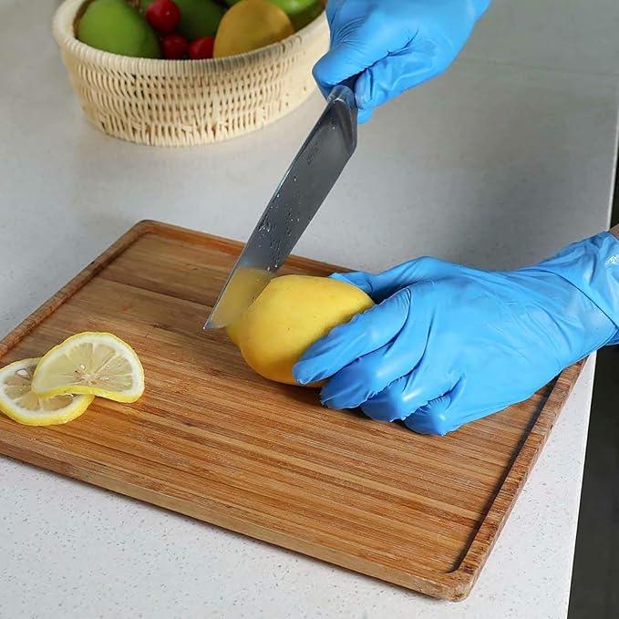 Disposable Gloves Large, Nitrile and Vinyl Blend Material Gloves, Latex Free, 4 Mil,100 Pc. - Food Grade Glove for Cleaning, Food Prep,Hair Dye,Tattoo, Blue - NeatNest