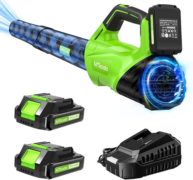 2025 Upgrade Leaf Blower, Leaf Blower Cordless with 2 * 2.6AH Batteries and Fast Charger, 450CFM &150MPH and 2 Speed Mode, Lightweight Electric Leaf Blowers for Lawn,Yard, Leaves, Dust,Snow Care - NeatNest