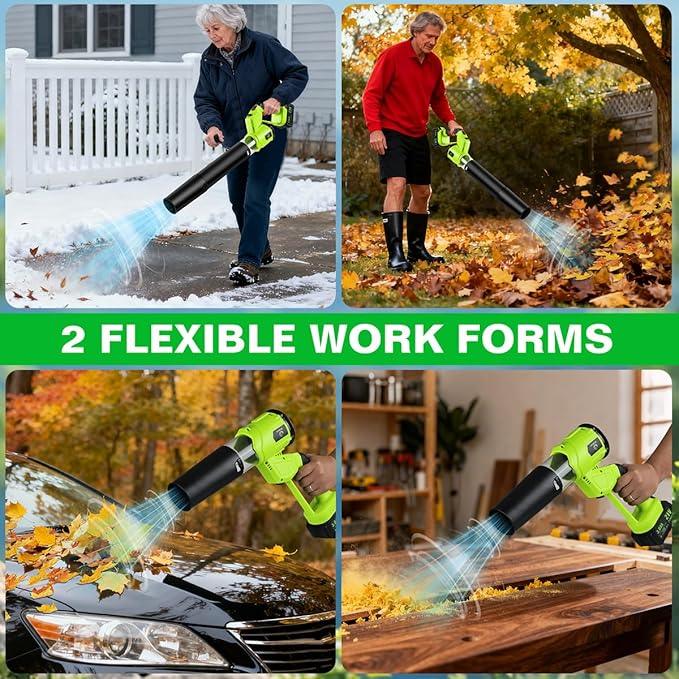 Cordless Leaf Blower,Rechargeable Leaf Blower,21V Cordless Electric Blower with 2 Batteries & Charger,4 Speed Modes, Rotable Handle Design, for Patio Cleaning,Yard, Blowing Leaves,Dust or Snow - NeatNest