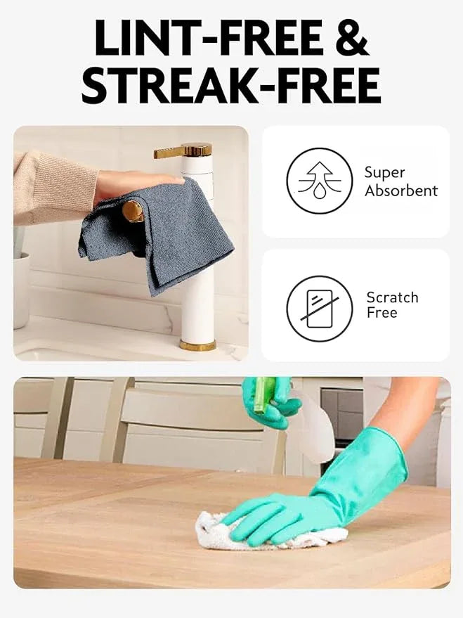 Fantasticlean Microfiber Cleaning Cloth Roll -150 Pack, Tear Away Microfiber Towels, 12" x 12", Reusable, Washable, Ultra Absorbent Dishcloth for Car, Home Supplies, Pet, Kitchen (White & Dimgrey) - NeatNest