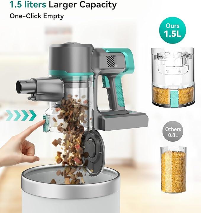 S10K Cordless Vacuum Cleaner, 55Kpa 60mins Lightweight Stick Vacuum with Powerful Suction for Home, Rechargeable, Self-Standing, Handheld Vacuum Cleaners for Hardwood Floors, Carpets, Pet Hair - NeatNest
