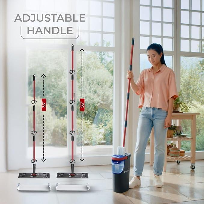 O-Cedar H2prO Flat Mop System | Quick Cleaning Tool | Clean with Clean Water | Machine Washable Reusable Microfiber Mop Pad | Safe on Wood Floors, Vinyl, Tile, Baseboards, Walls - NeatNest