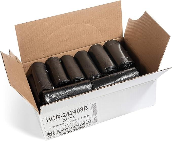 Aluf Plastics High Density Trash Bags, 10 Gallon, 1000 Count, 8 Micron (eq), 24" x 24", Black, for Bathroom, Office, Industrial, Commercial, Janitorial, Municipal, Recycling - NeatNest