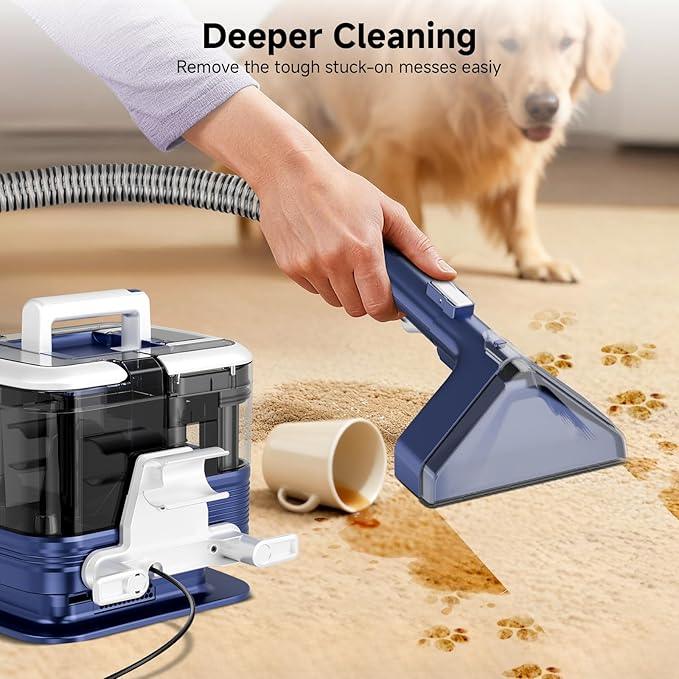 New Multi-Portable Carpet and Upholstery Cleaner, 21Kpa Carpet Cleaner Machine, Deep Stain Cleaning for Carpet, Car Seats, Pets, Couches, with Dual Brush & Large Removable Tank(Blue) - NeatNest