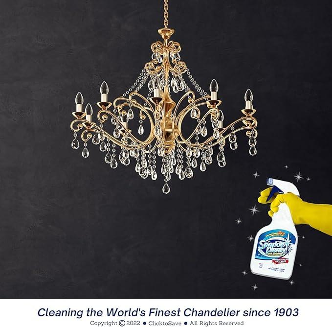 Sparkle Plenty Chandelier Cleaner Drip Dry Spray No Wipe - Dust Remover & Streak Free Glass Cleaner Spray for Crystal Chandelier & Window Screen - Versatile Household Cleaning Supplies (32 oz, 3 Pack) - NeatNest