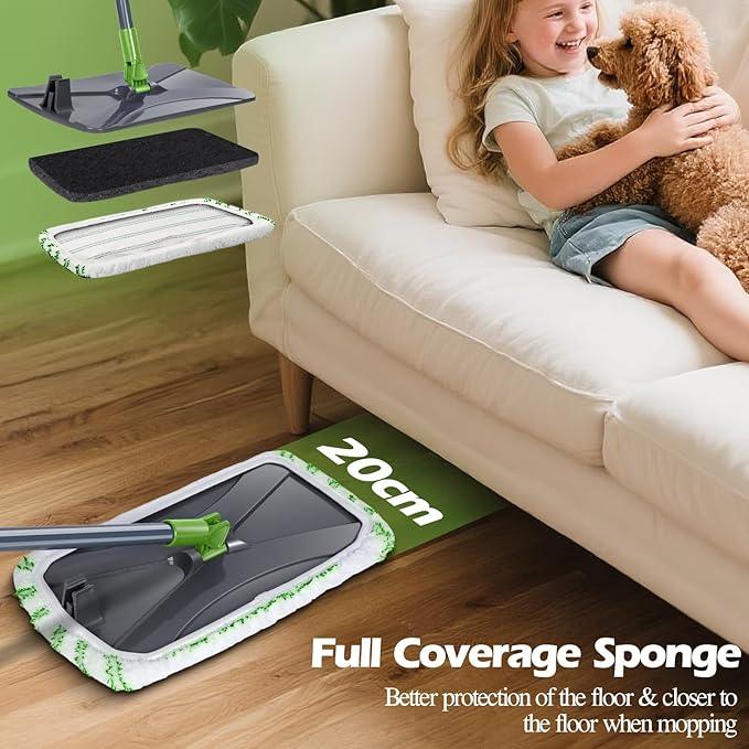MASTERTOP Dust Mop for Hardwood Floors, Extra Large Microfiber Flat Mop with 5 Wet & Dry Reusable Pads, Hardwood Mops with Telescopic Handle for Laminate, Tile, Vinyl - NeatNest