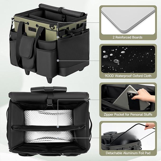Large Cleaning Caddy for Cleaning Supplies Organizer, Rolling Cleaning Caddy Bags with Wheels for Housekeepers, Cleaning Carts on Wheels for Home Car Office Picnic - NeatNest