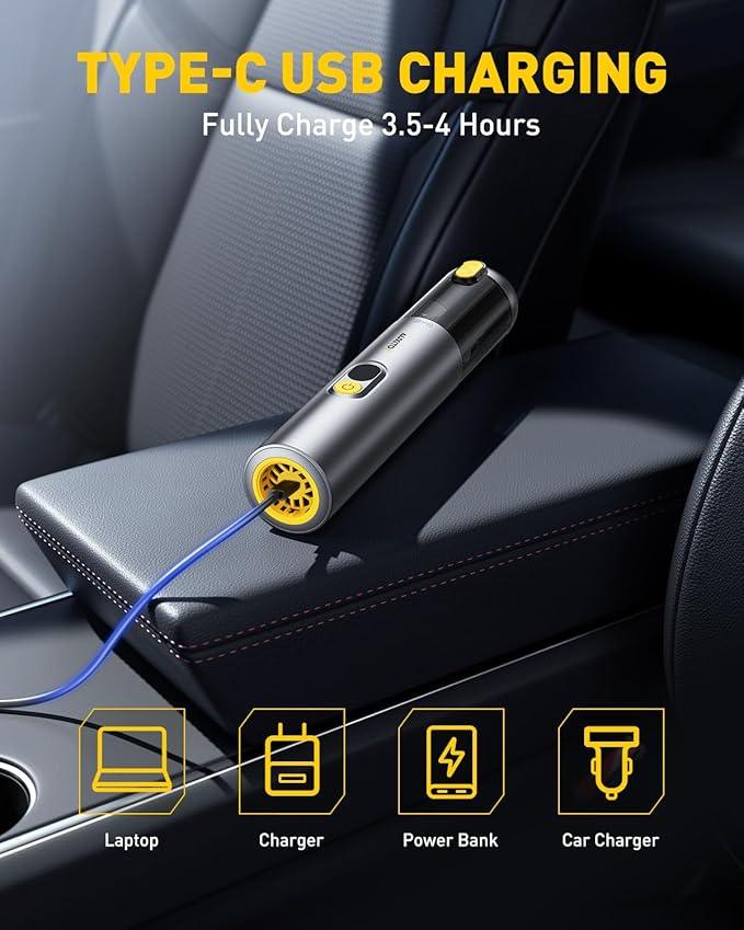 AUXITO Car Vacuum Cleaner - Portable Handheld Vacuum Cleaner 14000Pa Suction Power, Blow & Suction 2 in 1 Mini Vacuum Cleaner Hand Held Vacuum for Car, Home, Pet, Office, Gifts for Men (Silver) - NeatNest