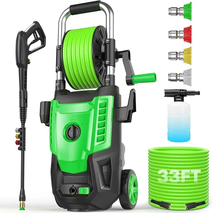 Professional Electric Pressure Washer 4800PSI, 4.0GPM Portable Power Washer with 4 QC Nozzles and Soap Bottle, Washer Machine for Cars/Home/Driveways/Patios/Decks/Fences (Green) - NeatNest