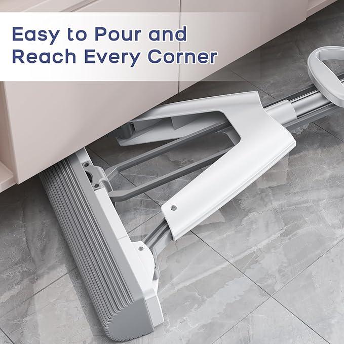 Mop and Bucket with Wringer Set for Home Floor Cleaning, Self Squeezing mini Hand mop with 3 Absorbent Sponge Mop Refills and Adjustable Height - NeatNest