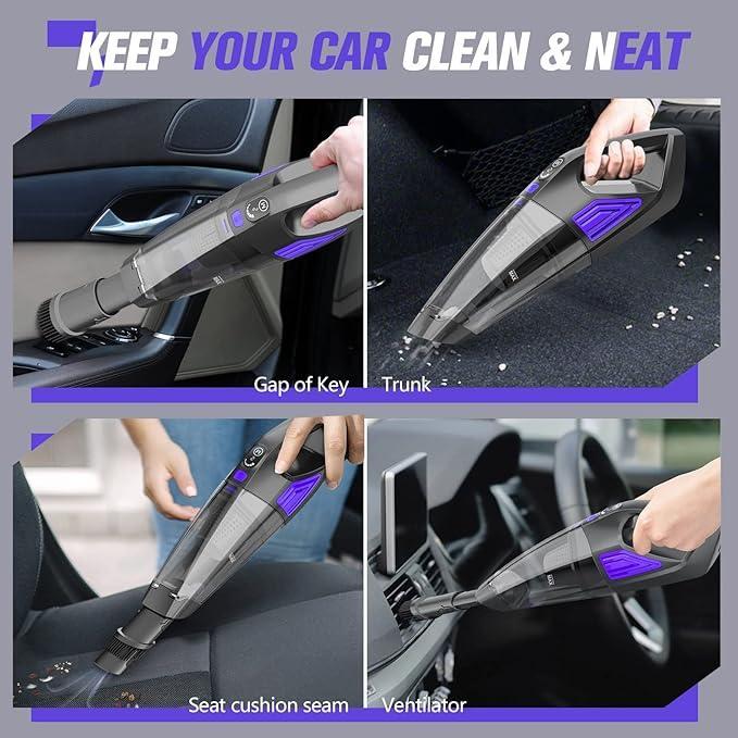 Handheld Vacuum Cordless Cleaner,Powerful Portable and Dust Buster Hand Vcauum Rechargeable with Large-Capacity Battery for CarPetOfficeHome (Purple) - NeatNest