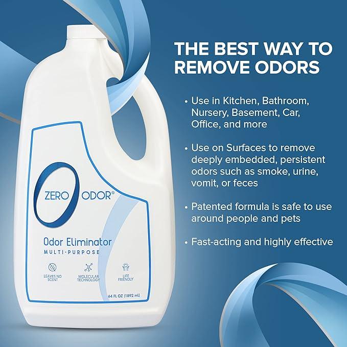 Zero Odor - Multi-Purpose Strong Odor Eliminator for Home, Office, Car, Bathroom, Hotel, Room Deodorizer, and Odor Neutralizer, 64oz Refill - NeatNest