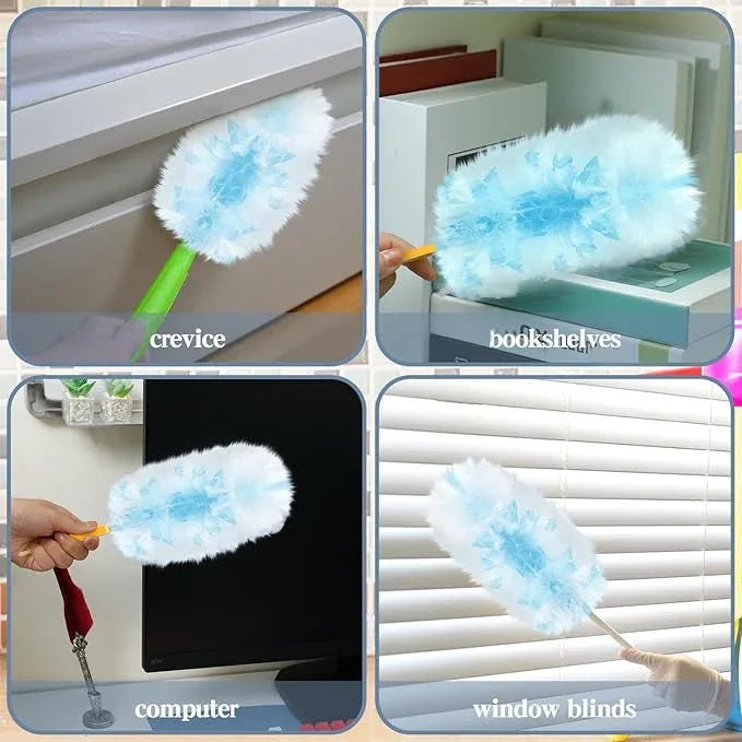 Vesici 300 Pcs Duster Refills Compatible with Swiffer Dusters Bulk Disposable Replacement Thickened with 1 Handle Heavy Duty for Cleaning, Office (Blue) - NeatNest
