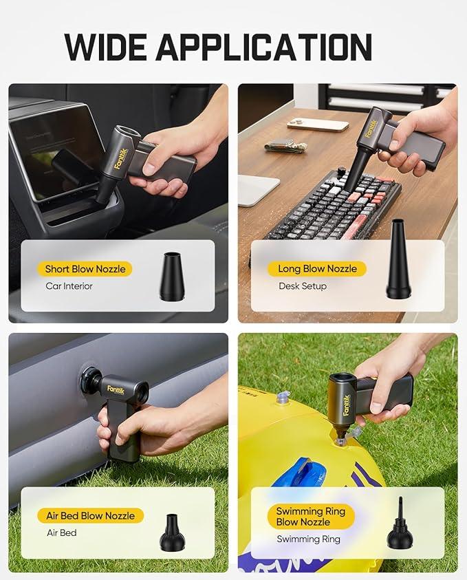 Fanttik B10 Pro Max Electric Air Duster, 130000RPM Brushless Motor, Compressed Air Duster, 6 Gears Adjustable, One-tap Booster, 28.8Wh Rechargeable Battery, Electric Duster for PC, Car, House, Outdoor - NeatNest