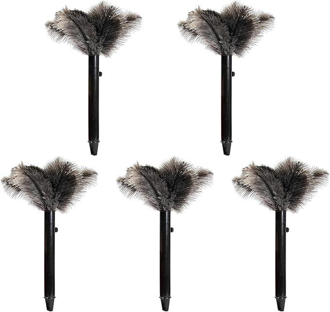 Retractable Ostrich Feather Duster for Cleaning, 15 Inch Fluffy and Natural Feather Duster with Retractable Handle， Reusable Eco-Friendly Handheld Cleaning Supplies(5PCS) - NeatNest