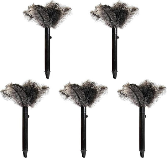 Retractable Ostrich Feather Duster for Cleaning, 15 Inch Fluffy and Natural Feather Duster with Retractable Handle， Reusable Eco-Friendly Handheld Cleaning Supplies(5PCS) - NeatNest