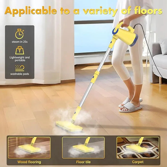 Steam Mop with Detachable Handheld Steam Cleaner for Home Cleaning,13OZ Water Tank,with Handheld 6-in-1 Multi-function Attachments for Hardwood Floors,Clothes,Windows,Tiles Grout and Furniture - NeatNest