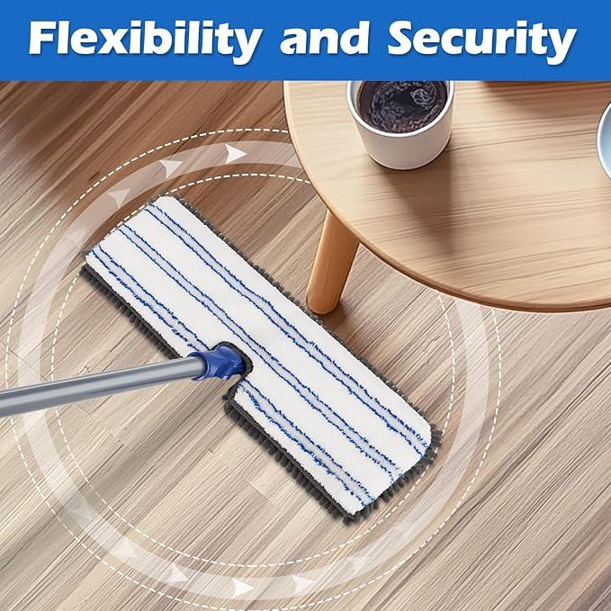 Microfiber Mops for Floor Cleaning, Masthome Dust Mop with 4 Washable Pads, 2-SidedMicrofiber Flip Mop for Wet & Dry Use, Flat Floor Mops for Hardwood, Laminate, Vinyl,Kitchen, Tile -1 Scraper - NeatNest