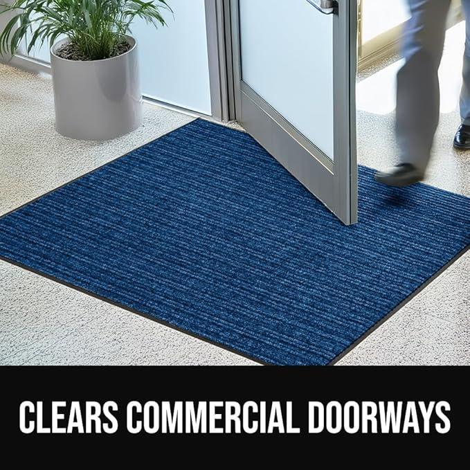 GORILLA GRIP Waterproof Traffic Guard Door Mat, 2 Pack Heavy Duty Entryway Mats, Strong Rubber Back Commercial Utility Rugs for Office Hallway, Garage Floor and Home, Low Profile Carpet, 35x23, Blue - NeatNest