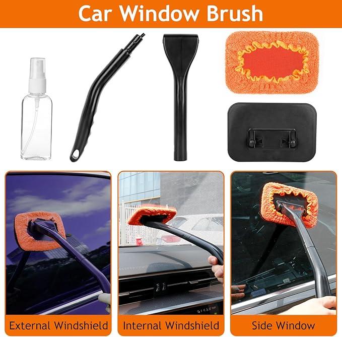 THINKWORK Windshield Cleaner Tool, Car Detailing Kit Interior, Car Cleaning Kit Interior and Exterior Detail Brush, Auto Supplies & Accessories for Men Women - NeatNest