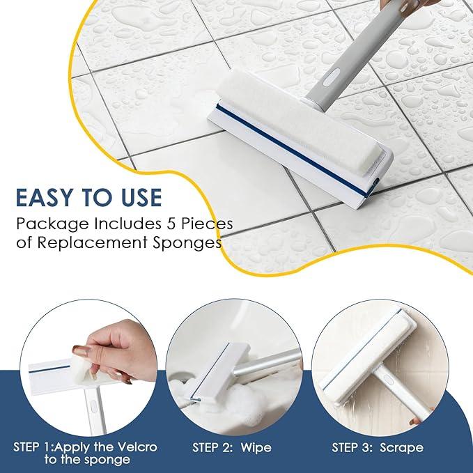 3 Pack Scrub Brush Set - Detachable Stiff Bristle Grout Cleaner Brush, Cleaning Scrubbers with Squeegee for Shower Glass, Heavy Duty Scrub Brushes for Cleaning Bathroom, Bathtub, Gaps, Tile, Floor - NeatNest