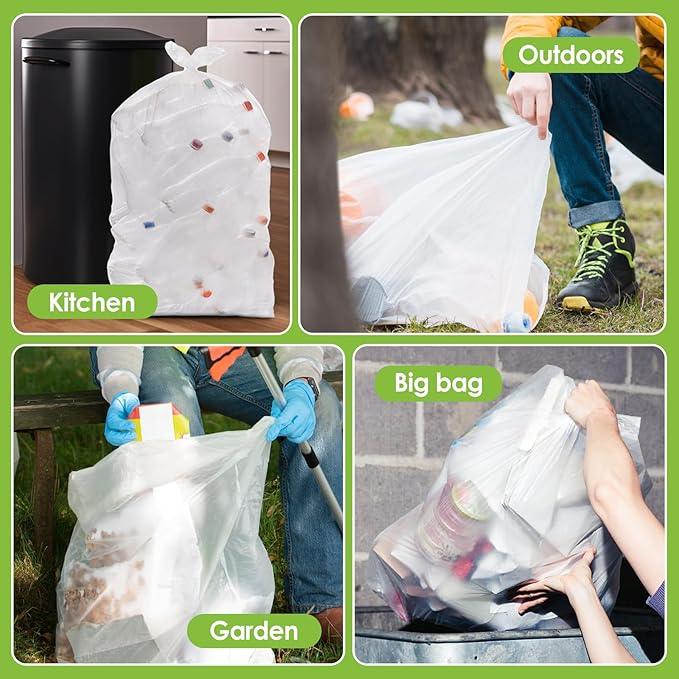 Teivio 30-33 Gallon 300 Counts Large Multipurpose Trash Bags Sturdy Garbage Bags,30 Gal 31 Gal 32Gal 33 Gal 35 Gal,Leaf Bags Outdoor Commercial Trash Can Liner for Construction Sites(Clear) - NeatNest