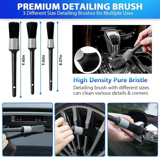 THINKWORK Car Cleaning Kit, Car Vacuum Kit, Gray Car Interior Detailing Kit with 8000PA High Power Vacuum, Including 7Pcs Detailing Brush Set and Bag - NeatNest