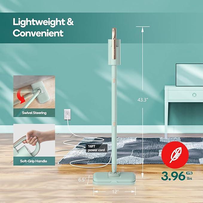 Newbealer Steam Mop & Detachable Handheld Cleaner, 250ml 1200W Powerful Floor Steamer, 3 Adjustable Levels for Carpet Laminate Hardwood Grout, Carpet Glider, 11 Multi-purpose Accessories & 2 Pads - NeatNest