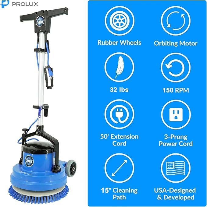 Prolux Core Heavy Duty 15 inch Floor Buffer Scrubber and Polisher Cleaning Machine - All floor surfaces - NeatNest