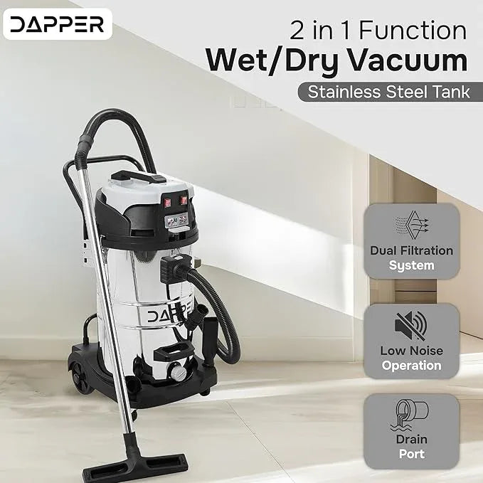 21 Gallon 8.5 Peak HP Wet/Dry Vacuum, Stainless Steel Tank, 2 in 1 Function Portable Shop Vacuum with Attachments, Built-in Drain Ideal for Jobsite, Garage & Workshop. - NeatNest