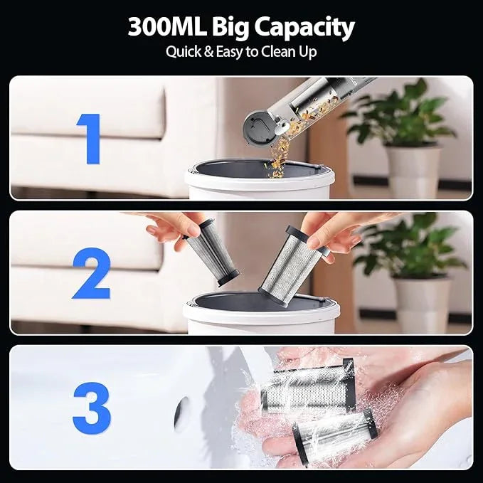 Handheld Vacuum Cordless 25000Pa Car Vacuum 3-in-1 Handheld Vacuum, Includes Smart Display and Charging Base Hand Vac Cordless Rechargeable One-Touch Empty for Home/Pet/Car (Silver) - NeatNest