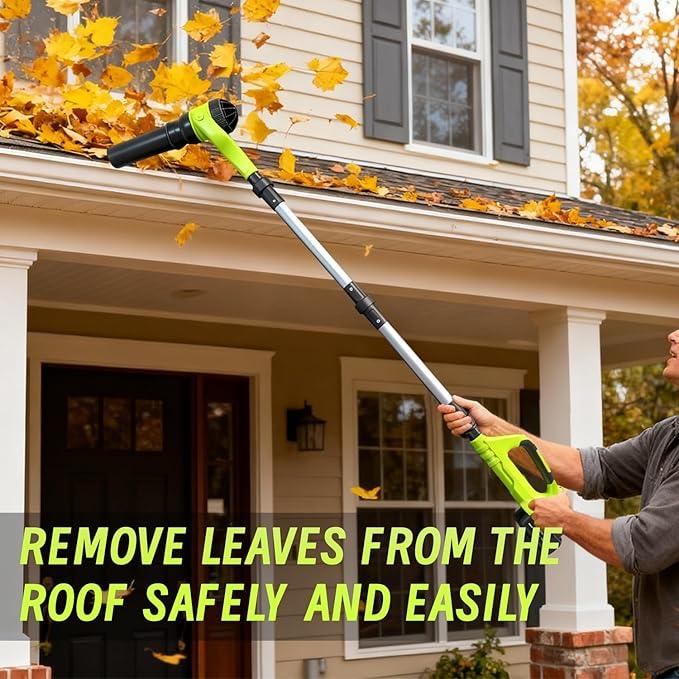 Cordless Leaf Blower, 21V Leaf Blowers, 580CFM/180MPH Brushless Motor, with 2 Lightweight Batteries 3.0Ah & Charger, and 3-Speed Leaf Blower 2-in-1 Design with Gutter Cleaning Kit for Garden & House - NeatNest