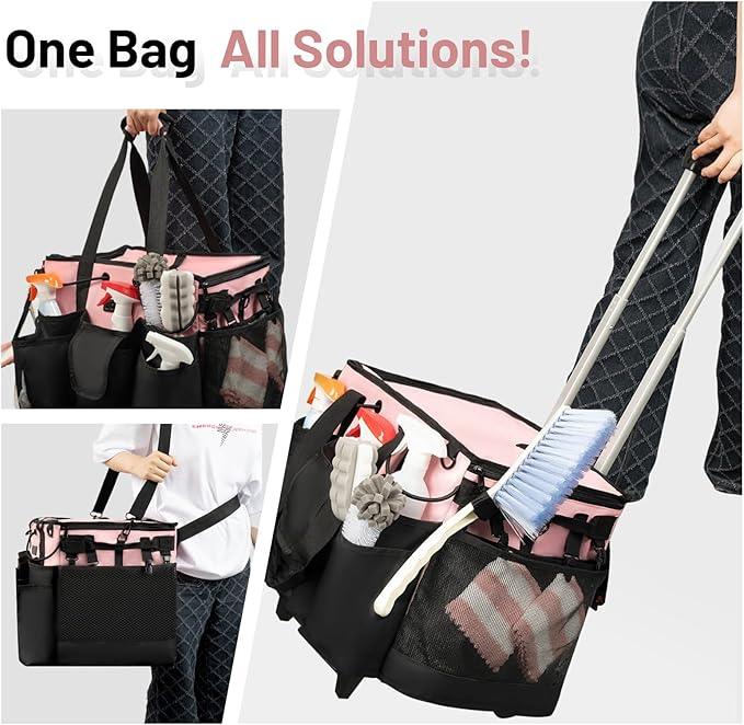 Large Cleaning Caddy for Cleaning Supplies Organizer, Rolling Cleaning Caddy Bags with Wheels for Housekeepers, Cleaning Carts on Wheels for Home Car Office Picnic - NeatNest