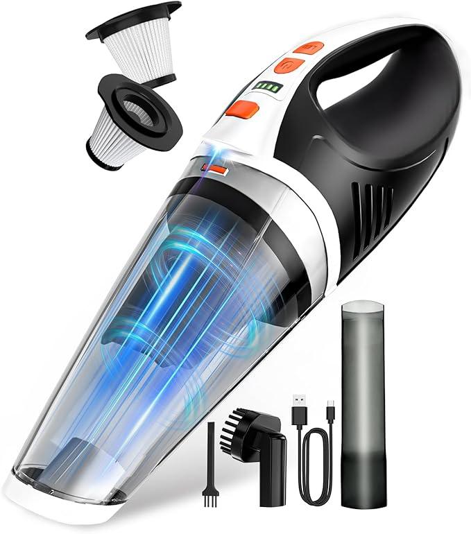 BRL Handheld Vacuum Cordless Car Vacuum Cleaner Rechargeable with LED, Hand Vacuum Lightweight, High Power Suction, Hand Held Vacuum Washable Filter and Multi-Nozzles for Car, Home Office, Pets - NeatNest