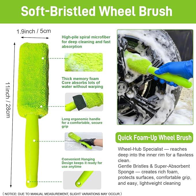 7PCS Car Wheel Brush Kit – XINDELL Rim & Tire Cleaning Brush Set, Scratch-Free Wheel Cleaning Kit for Cars, Rims & Tires – Auto Detailing Brush Set with Soft/Hard Bristles - NeatNest
