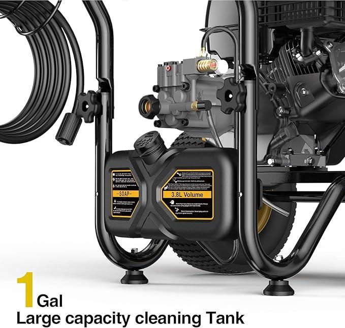 BLUBERY 3600 PSI Gas Pressure Washer, 2.7 GPM Heavy Duty High Power Washer, 30Ft Pressure Hose&Soap Tank,5 Pressure Nozzles,Black - NeatNest