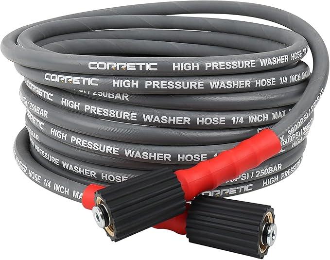 1/4" Pressure Washer Hose 25FT, 3600psi Power Washer Hose for Cold and Hot Water, Steel Wire Braided & Synthetic Rubber Jacket, M22-14mm - NeatNest