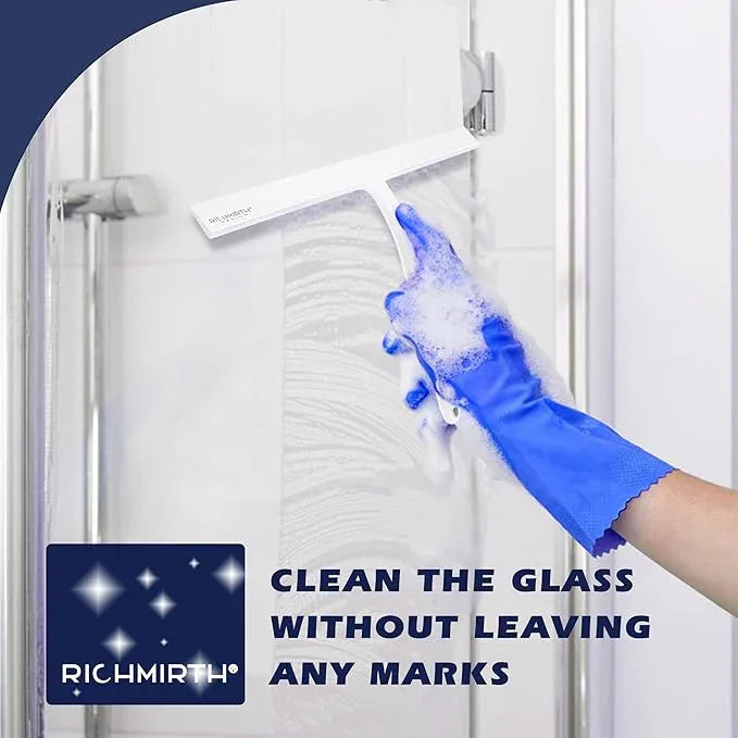 12 Inch Silicone Shower Squeegee for Glass Doors with Hook – Streak-Free Window Cleaner for Bathroom, Mirror, Tile & Car, No Scratch Squeegee with Metal Core - NeatNest