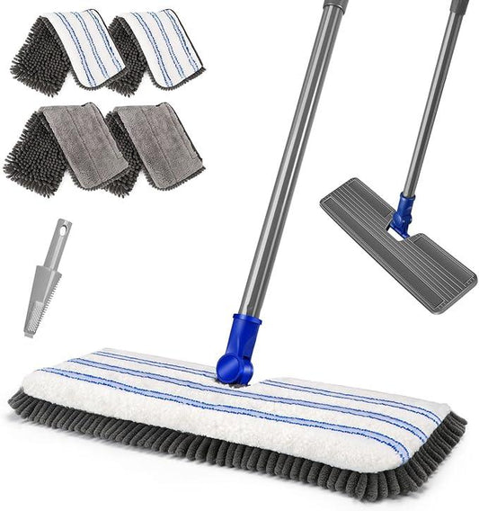 MASTERTOP Microfiber Dust Mop,Double-Sided Flat Mops for Hardwood Floors with 4 Reusable Mop Pads, Floor Mops with Stainless Steel Handle and Extension, Cleaner for Hardwood, Vinyl, Laminate, Tile - NeatNest