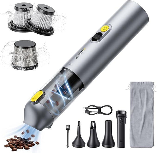 AUXITO Car Vacuum Cleaner - Portable Handheld Vacuum Cleaner 14000Pa Suction Power, Blow & Suction 2 in 1 Mini Vacuum Cleaner Hand Held Vacuum for Car, Home, Pet, Office, Gifts for Men (Silver) - NeatNest