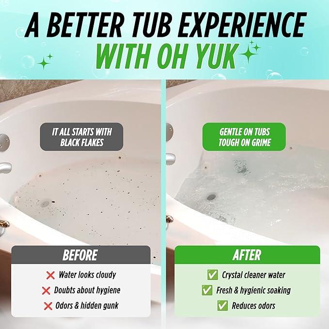 Oh Yuk Jetted Tub Cleaner for Jacuzzis, Bathtubs, Whirlpools, The Most Effective Jetted Tub Cleaner, Septic Safe, 4 Cleanings per Bottle - 16 Ounces - NeatNest