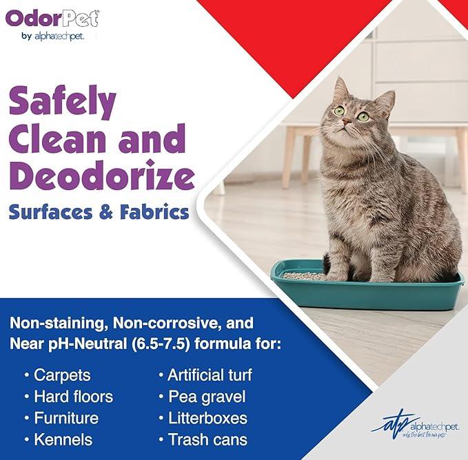 OdorPet Pet Stain Remover and Odor Eliminator - 64 Oz (Makes 2.55 Gallons of Working Solution) Non Staining, Professional Strength, Lavender Scent by Alpha Tech Pet - NeatNest