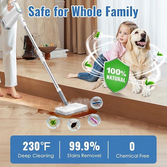 FEPPO Steam Mop & Detachable Handheld Steam Cleaner for Home and Floor Cleaning, 15s Heat-Up, 230°F Floor Steamer for Deep Cleaning with Multi-purpose Attachments Hardwood Floors, Tile,Grout,Furniture - NeatNest