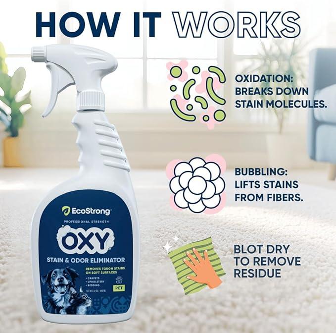 Oxy Pet Carpet Cleaner Spray | Pet Stain Remover for Pet Urine, Cat Pee, Dog Poop | Deep Spot Treating Action on Carpeting, Upholstery, Laundry, Pet Beds & More (32 Fl Oz) - NeatNest