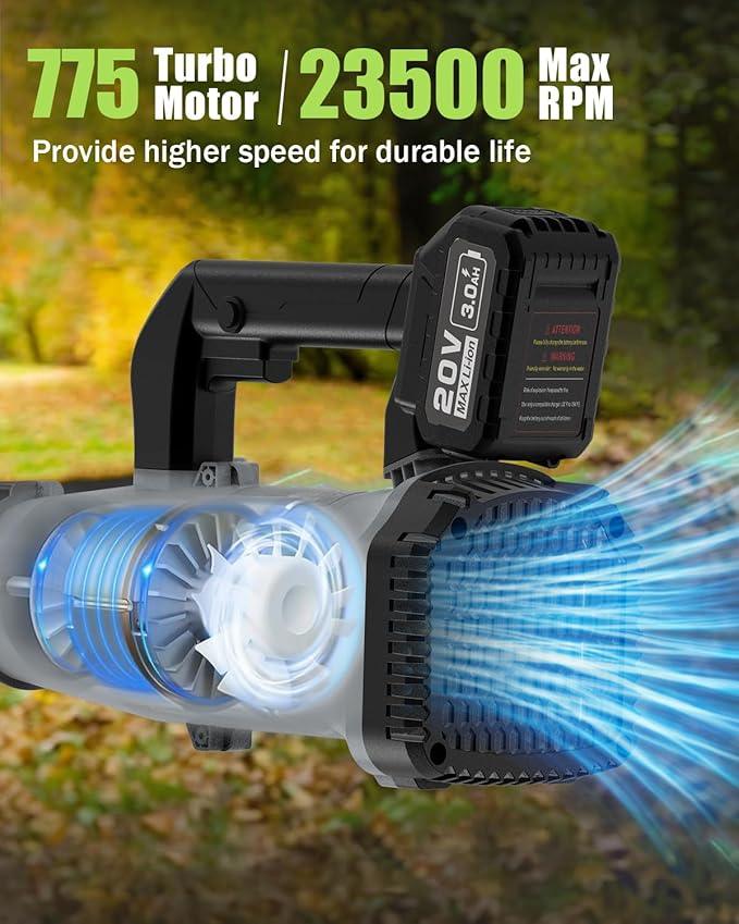 Cordless Leaf Blower - 2x3Ah Battery, 530CFM 170MPH, Powerful Battery Powered Leaf Blower Cordless with Battery and Charger, 7-Speed Control, 2 Extended Tubes for Yard, Lawn & Garden - NeatNest