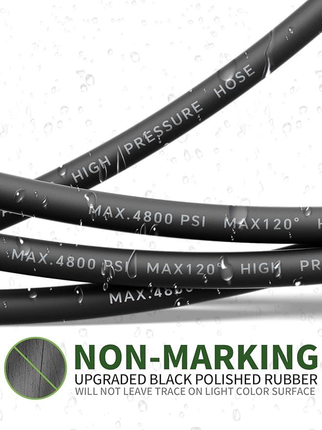 3/8" 4800PSI Pressure Washer Hose 75FT with Swivel Quick Connect for Cold/Hot Water Max 248°F, Kink Resistant Steel Wire Braided, Wear Resistant Power Washer Hose with M22 14mm Adapter - NeatNest