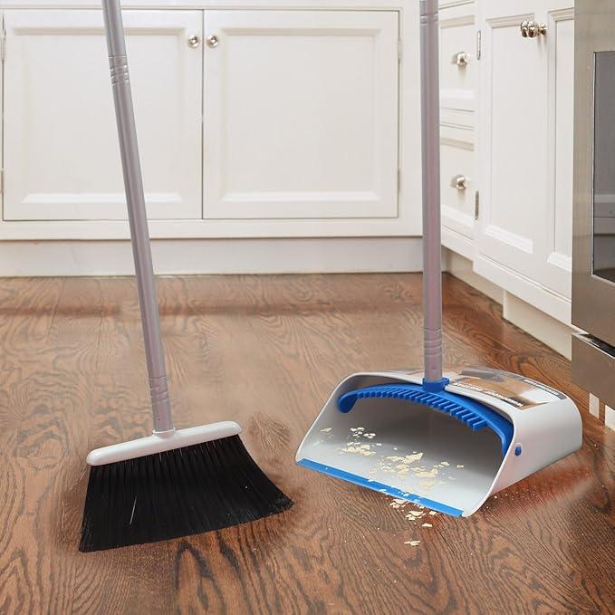 TreeLen Long Handle Broom and Dustpan Set,Upright Dust Pan Combo for Home, Kitchen, Room, Office, Lobby Floor Use Without Bending - NeatNest